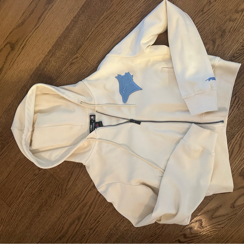 Toronto Blue Jays cream Crop hoodie